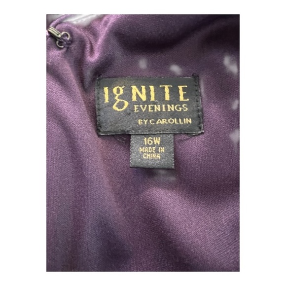 💜✨ EUC IGNITE EVENINGS Purple Beaded Tiered Chiffon Gown | Sz 16W - Picture 8 of 10